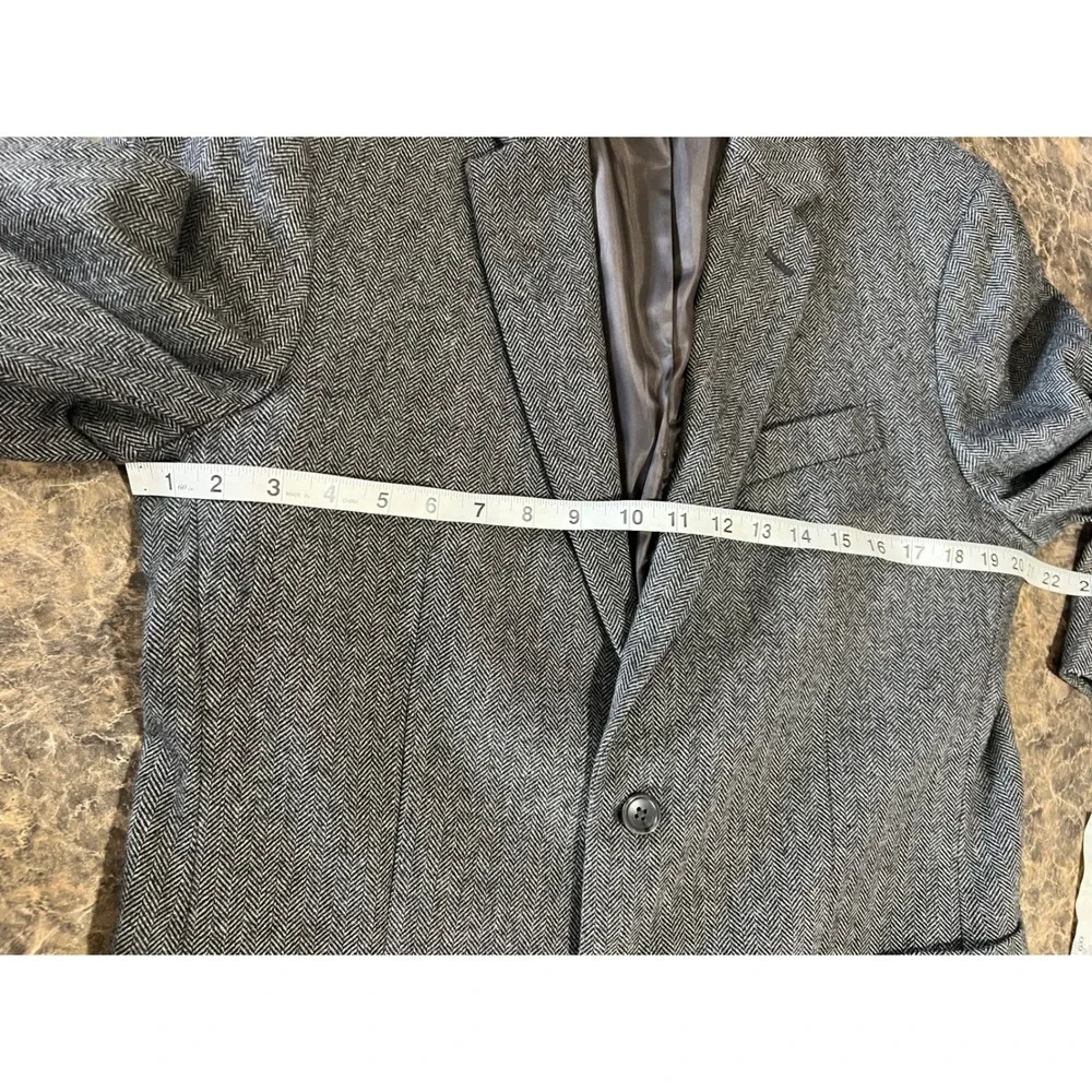 Banana Republic Mens 40R Grey Herringbone Wool Blend Academia Fit Blazer Jacket
